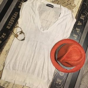 💯 % Linen Cap Sleeve Deep Neck Line Tunic
