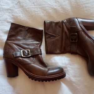 Brown Heeled Frye Booties