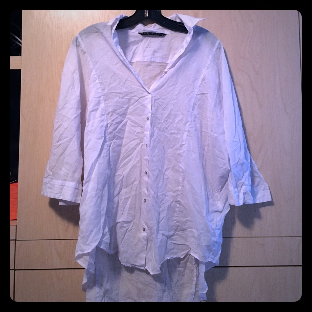 Zara basics white button-down top