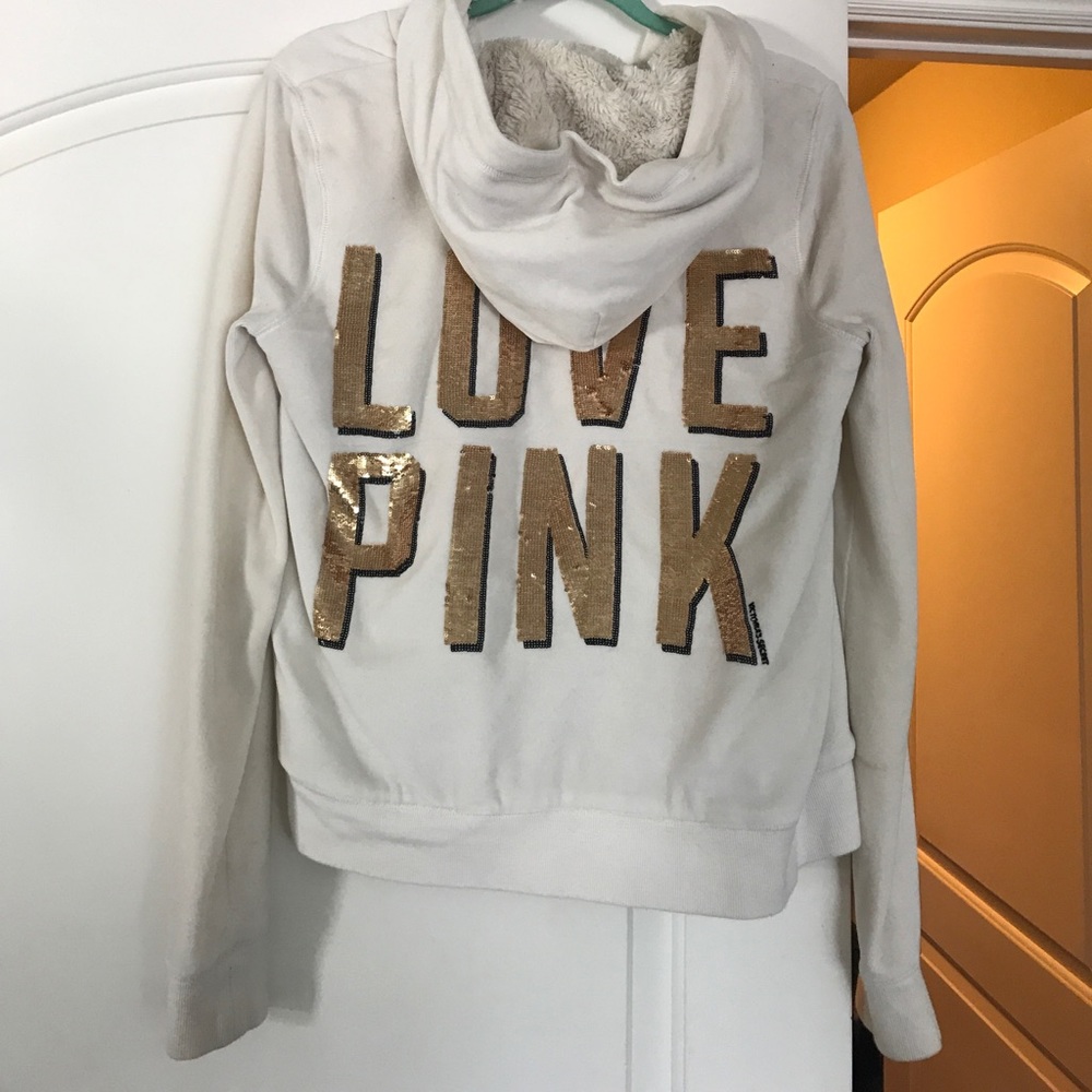 Victoria's secret pink bling fur zip up.