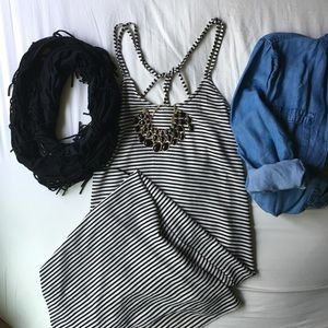 Dainty Hooligan | black & white stripe maxi dress