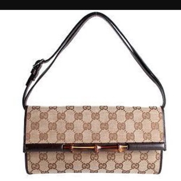 ❌❌SOLD❌❌Gucci GG canvas leather bamboo clutch - Picture 6 of 6