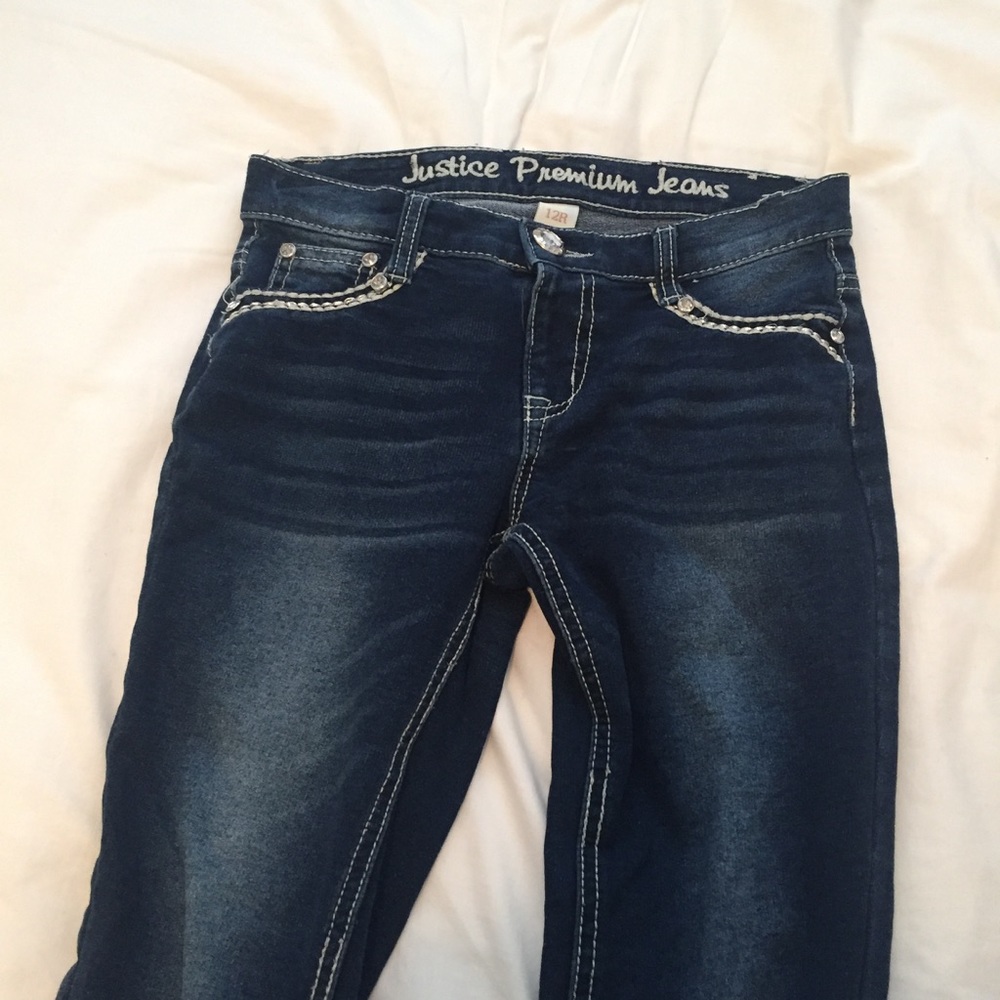 Justice blue jeans.
