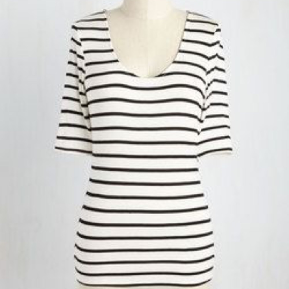 Striped Scoop-neck Top