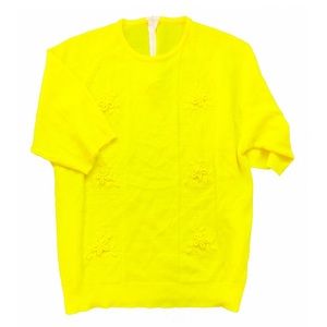 [Vintage] Short Sleeve Floral Neon Knit Sweater