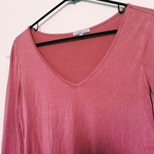 Original V-Neck Long Sleeve//Pink//Charlotte Russe