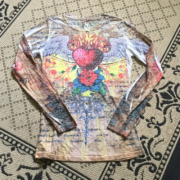 tops hearts on fire tattoo top poshmark