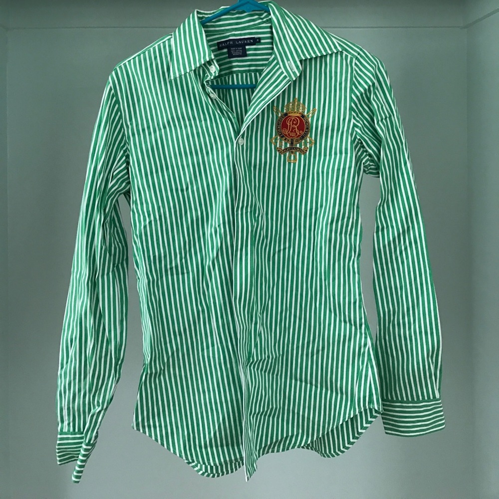 Ralph Lauren Long Sleeve Green Striped Shirt