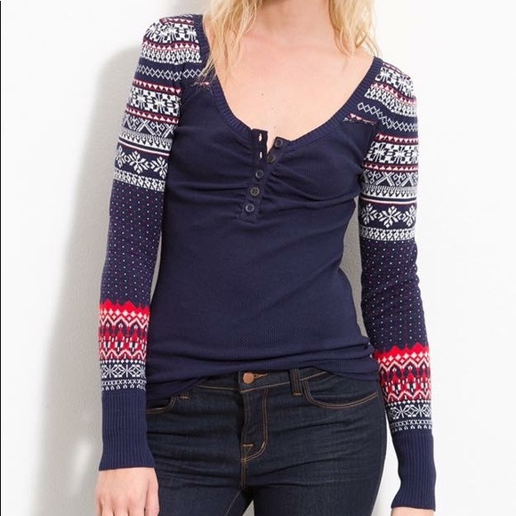 Free People Tops - Free People Patterned Thermal Henley Top
