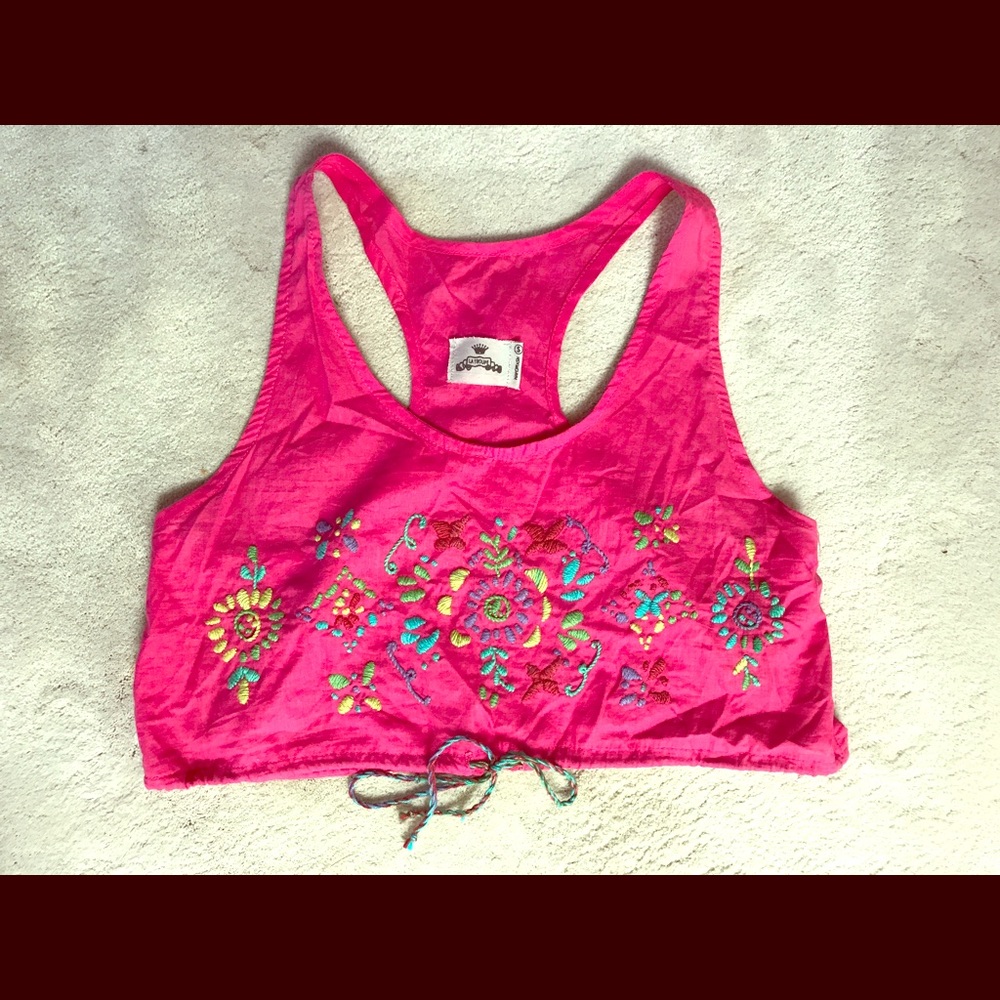 La Troupe Mexican embroidered crop top