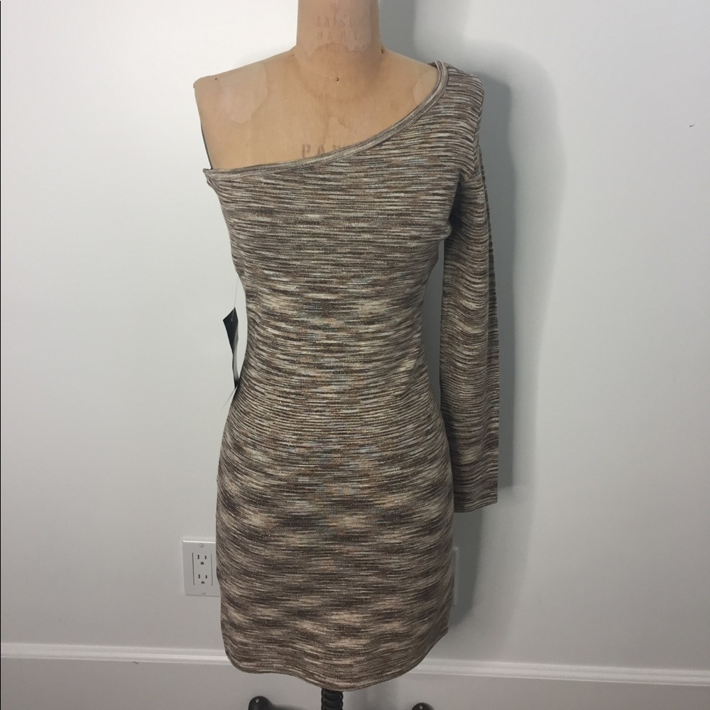 Bebe One Shoulder Brown Dress