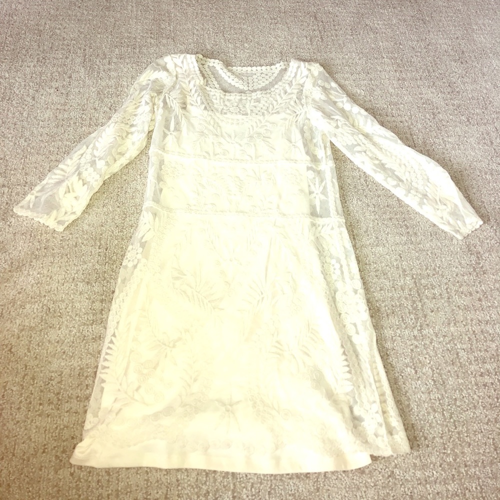 Lace winter white dress