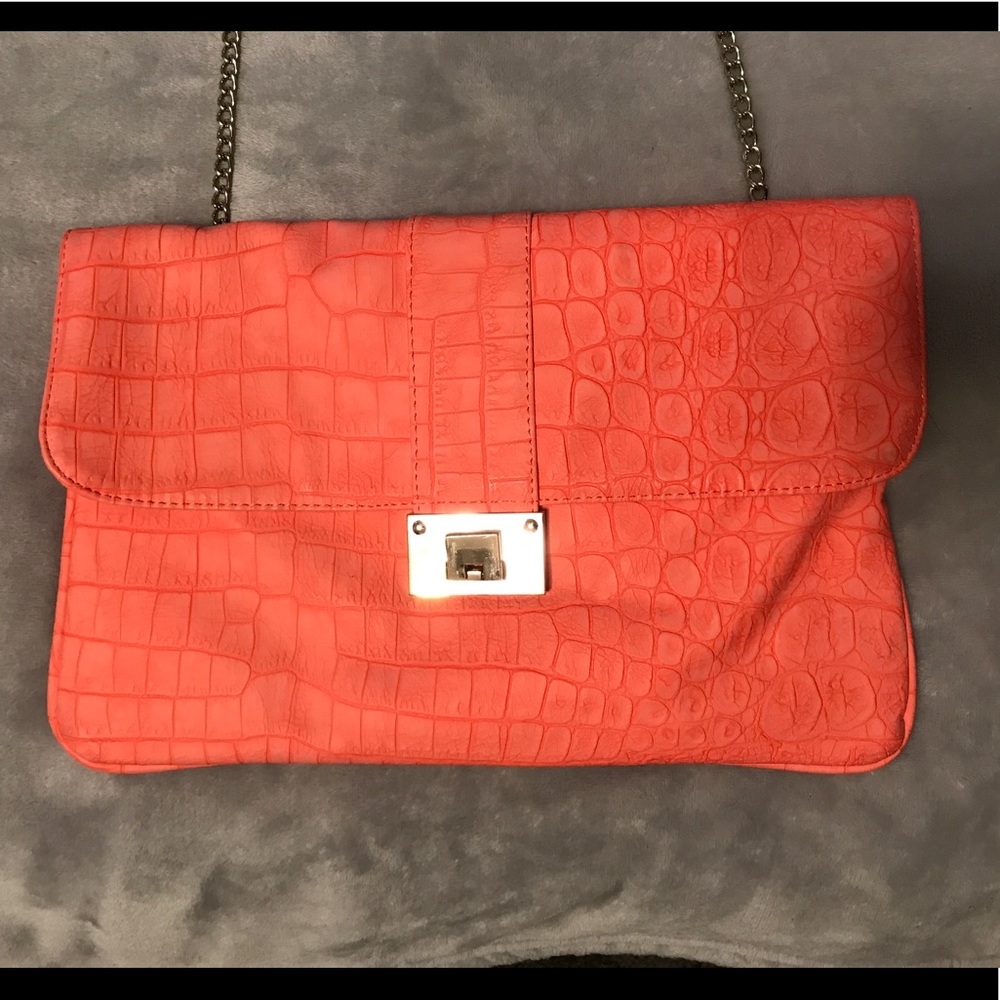 Pink Faux Leather Crossbody Bag