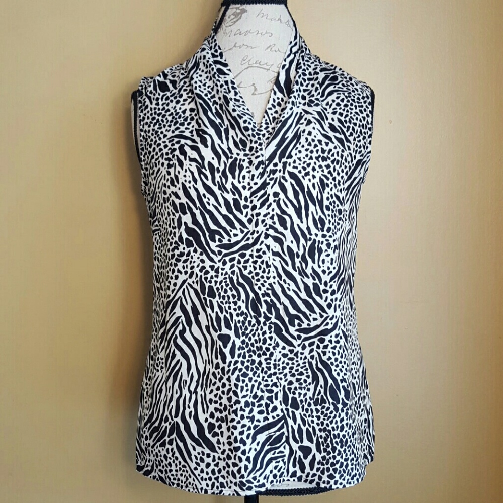Banana Republic Animal Print Sleeveless Blouse