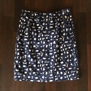 Boden Navy print pencil skirt