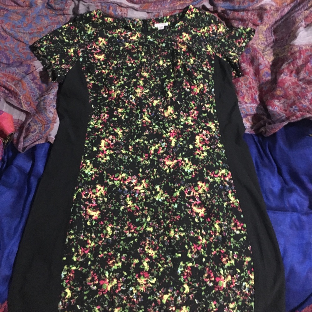 Xhiliration neon pattern color block dress xxl