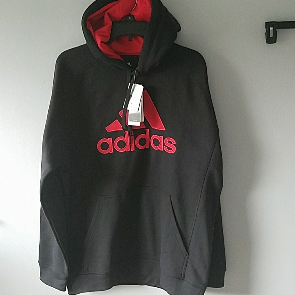 Adidas Red & Black Fleece Hoodie