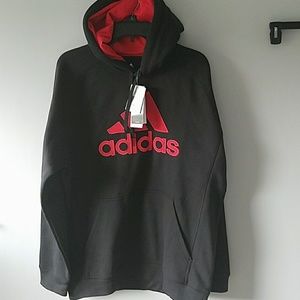 Adidas Red & Black Fleece Hoodie