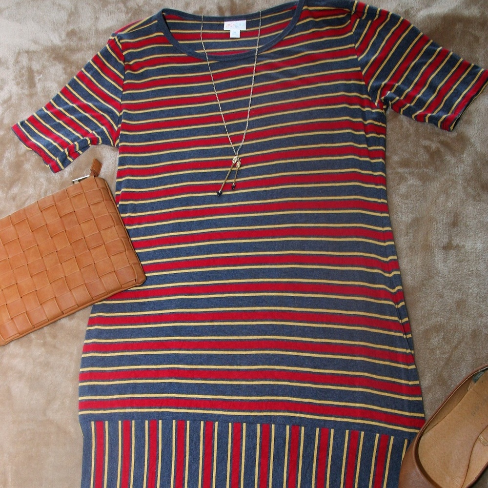 LulaRoe Julia Flapper Style Striped Dress