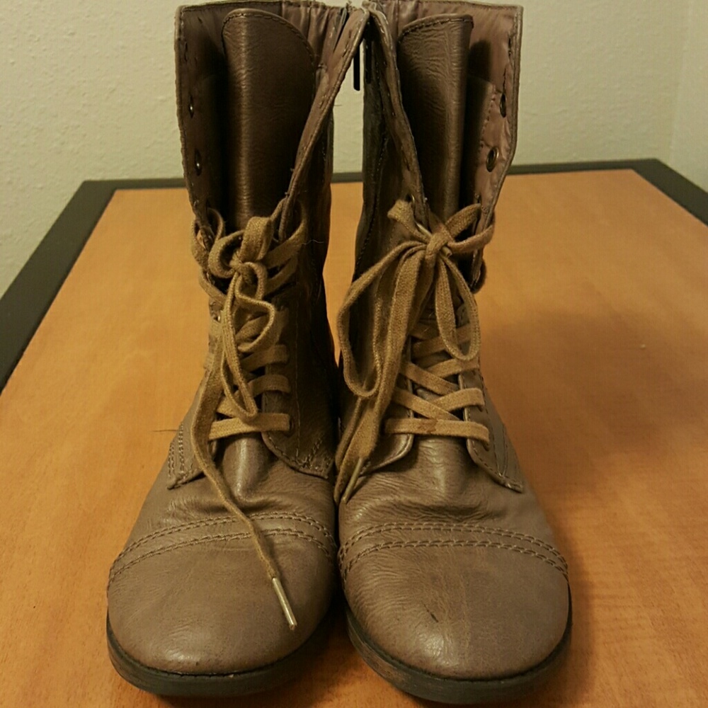 Cute brown combat boots
