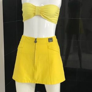 Vintage VERSACE yellow zip skirt 40/Small