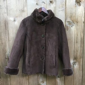 Coldwater Creek Faux Suede and Fur Jacket