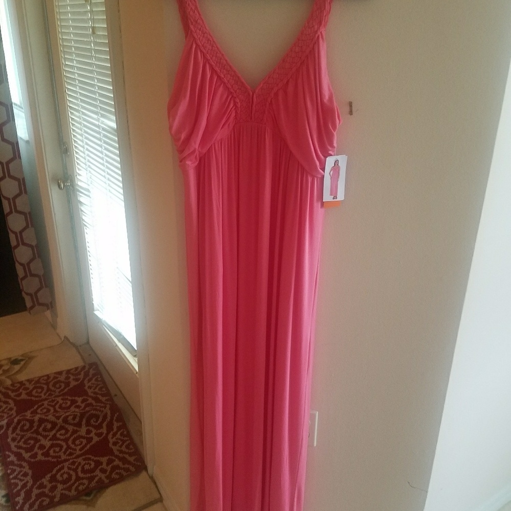 Flamingo pink maxi dress