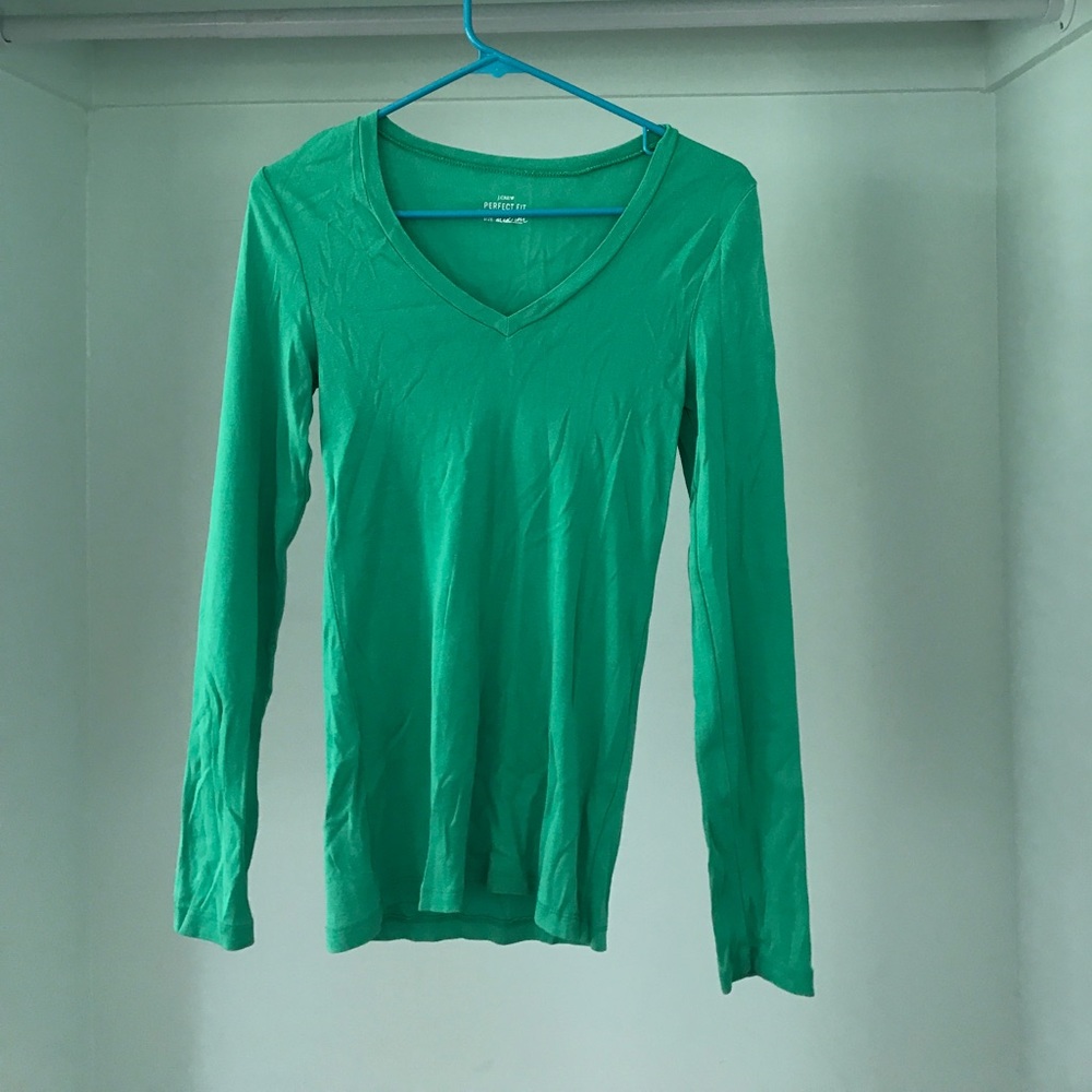 J. Crew Long-sleeve Green Perfect Fit Tee