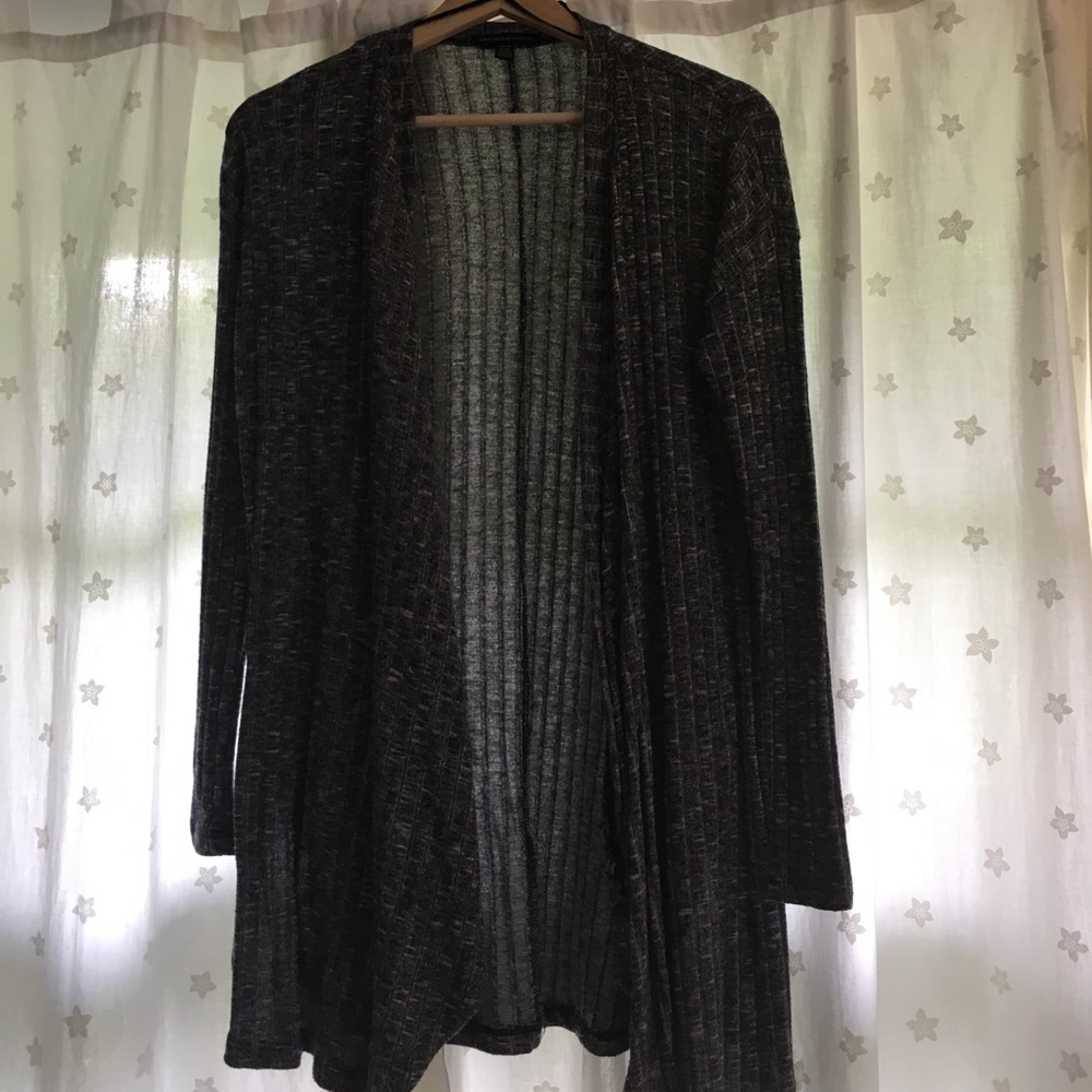 American Eagle Long Grey Feathered Cardigan