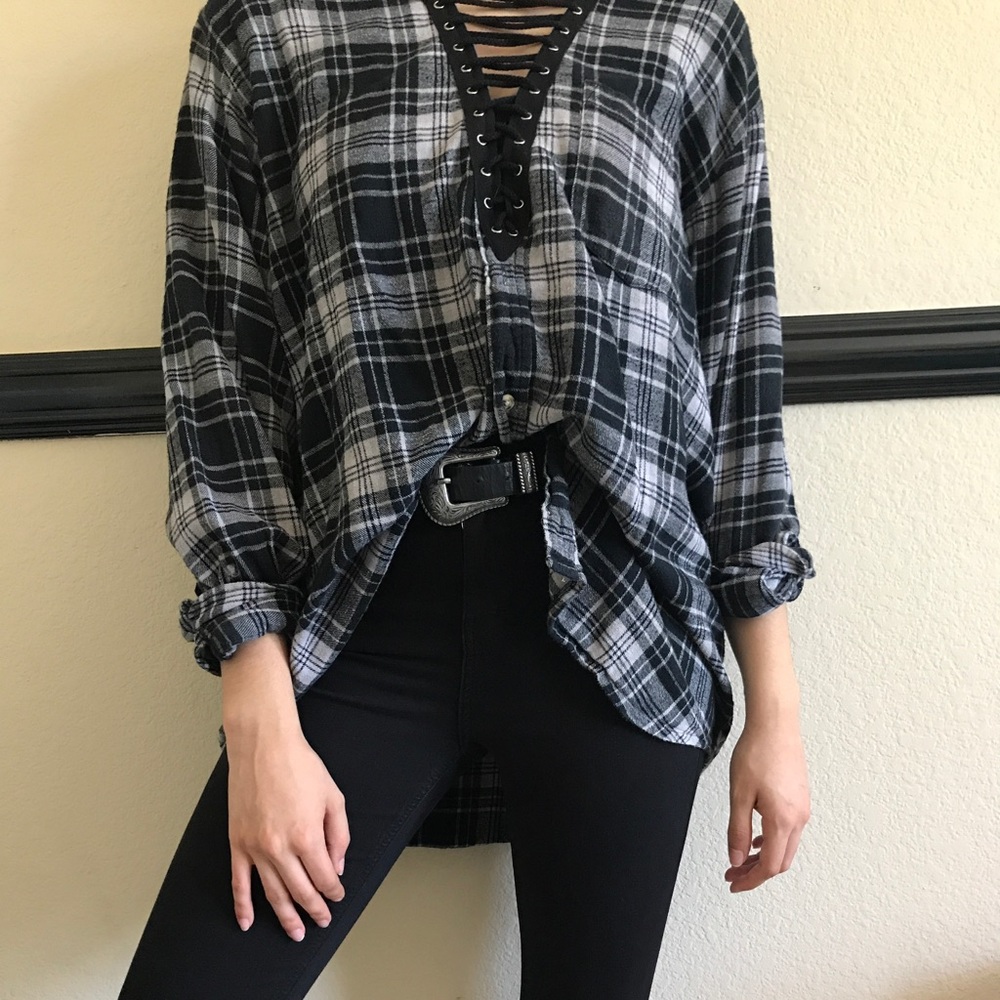 LF lace up flannel