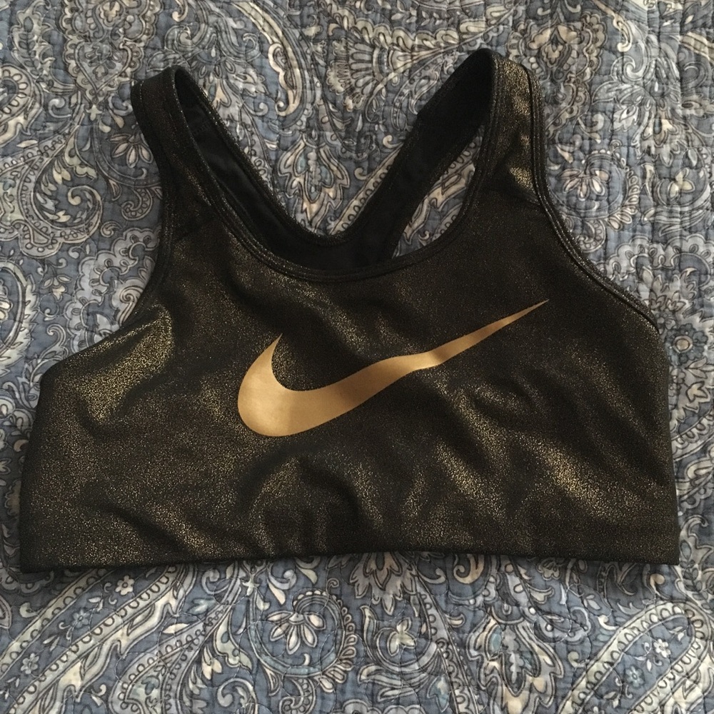 Black and gold sparkly Nike sports bra