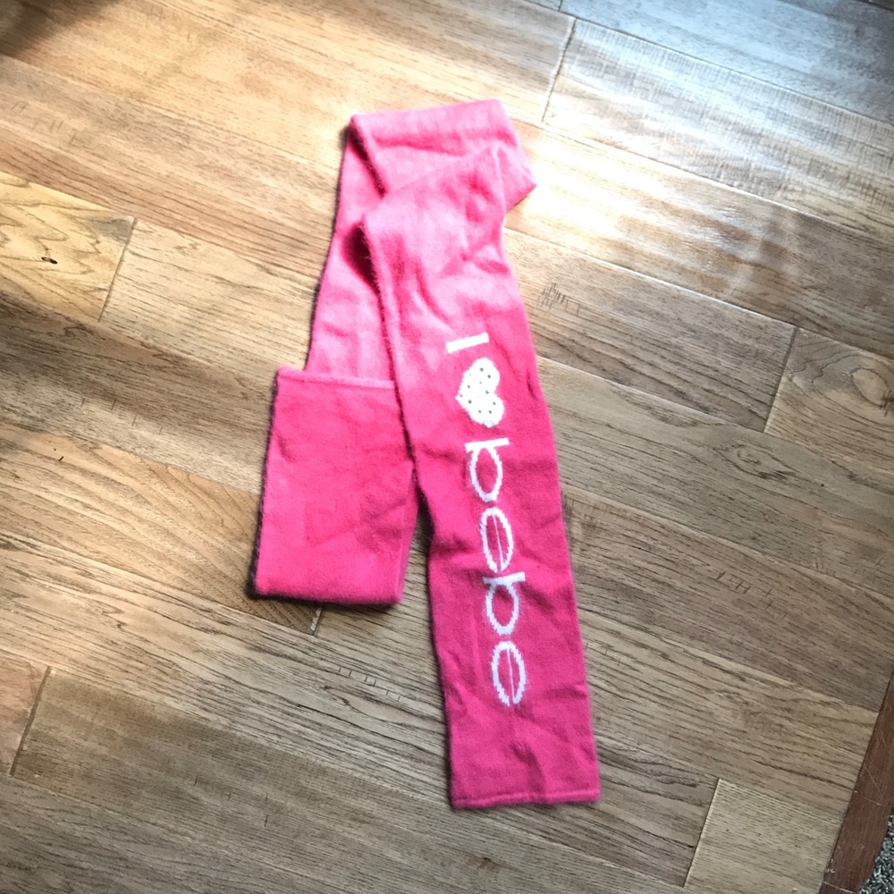 Bebe Rhinestone Logo Angola Scarf & hat