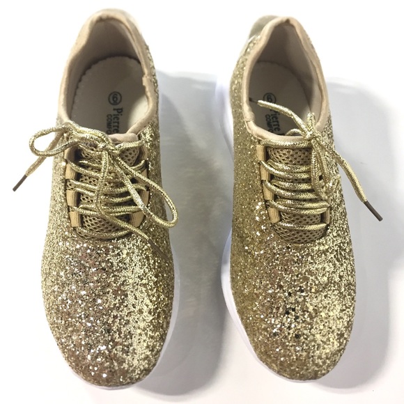 Pierre Dumas Platinum Gold Glitter Sneaker - Picture 2 of 3