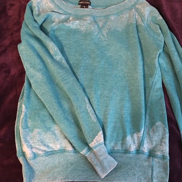 NWOT Acid Wash Blue Sweater - Picture 1 of 2