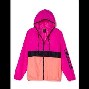 VS Pink Neon pink & orange windbreaker with hood.