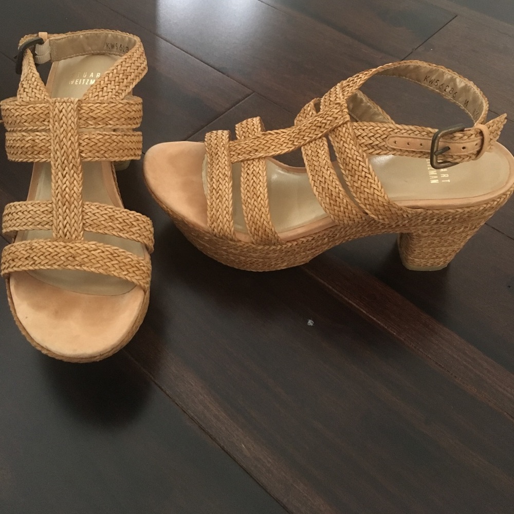 Raffia platform wedge sandals