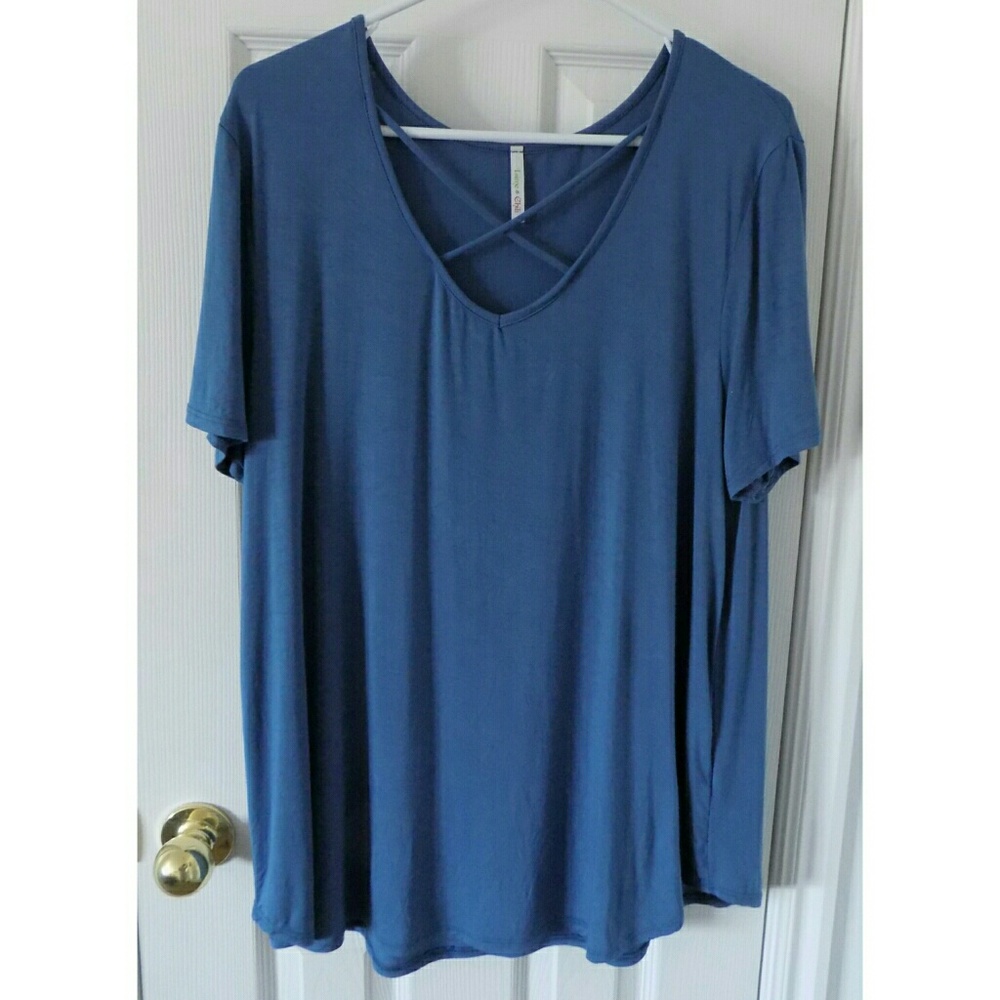 Plus Size Blue Criss Cross Top
