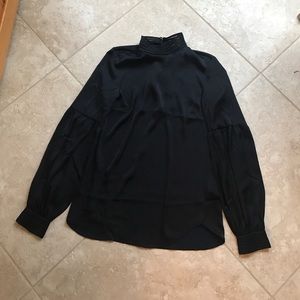 Turtleneck silk feel tunic blouse
