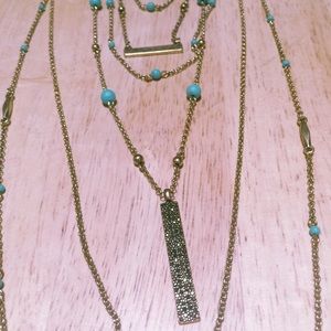 Lucky Brand Lucky Layers Necklace Marcasite & Turq
