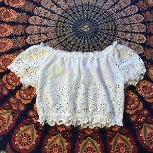 NEVER WORN White Off the Shoulder Crop Top