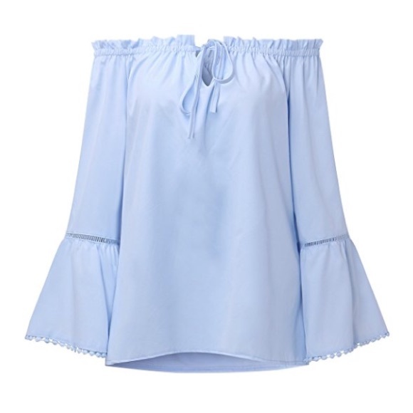 Off Shoulder Bell Sleeve Ruffle Top - Picture 6 of 8