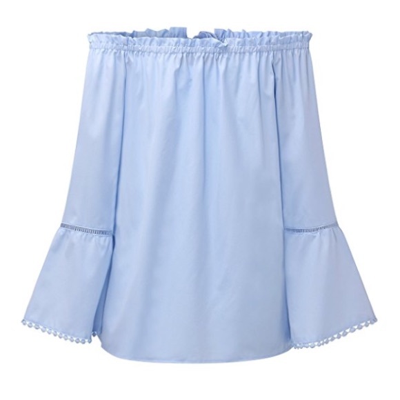 Off Shoulder Bell Sleeve Ruffle Top - Picture 7 of 8