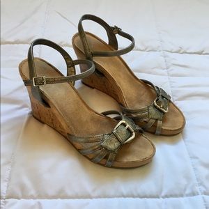 Bass Silver Wedge Sandal