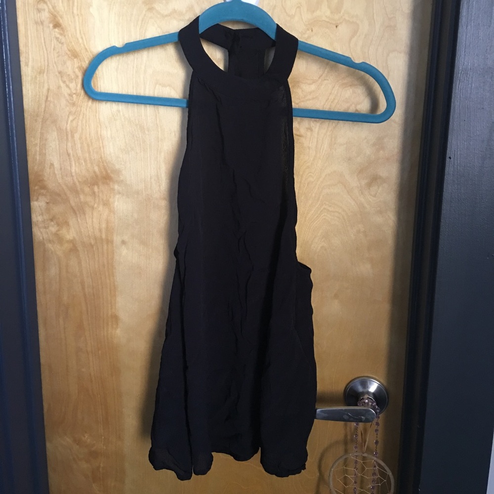 Urban outfitters high/choker neck+low back top szS