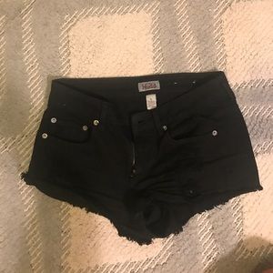 Black distressed shorts