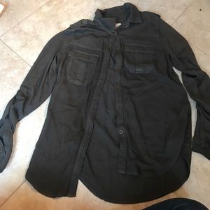 Gray button front utility shirt
