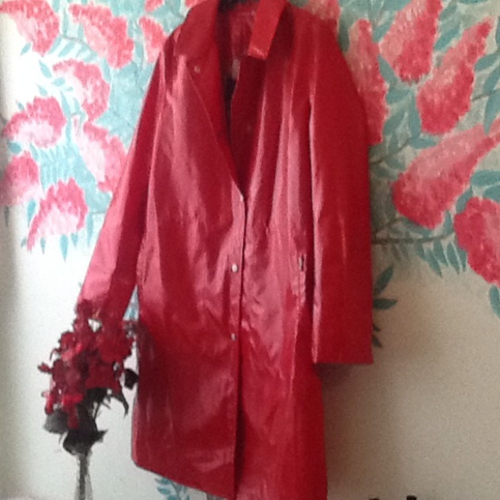 Burberry Red Patent Trench Coat  