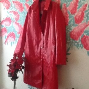Burberry Red Patent Trench Coat  