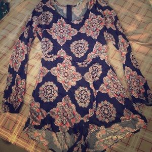 Long sleeve skort romper