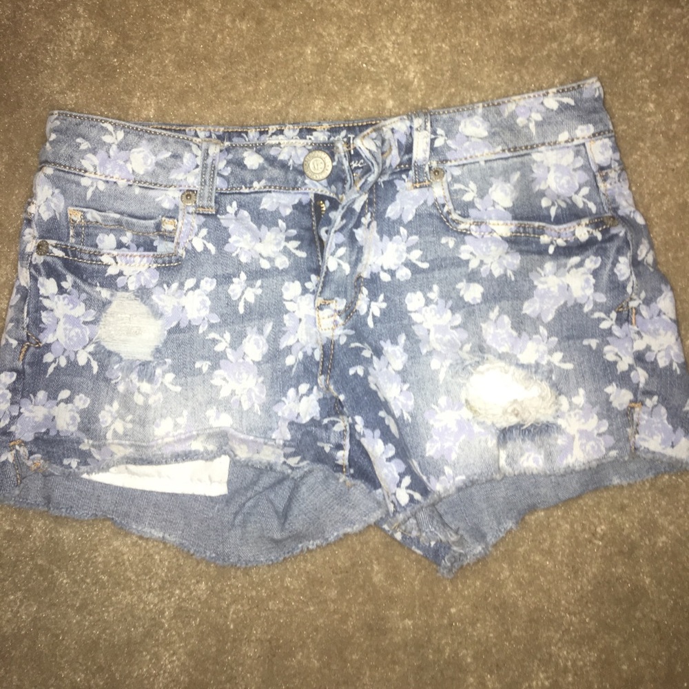 Floral jean shorts